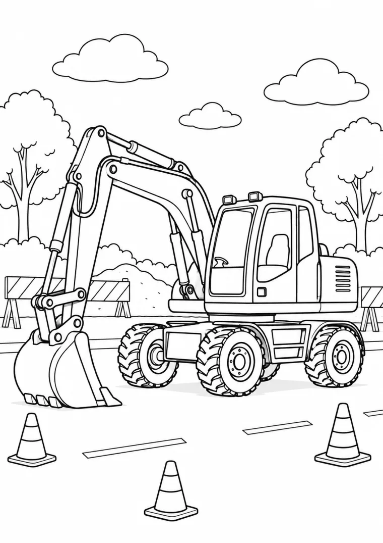 Radbagger im Straßenbau