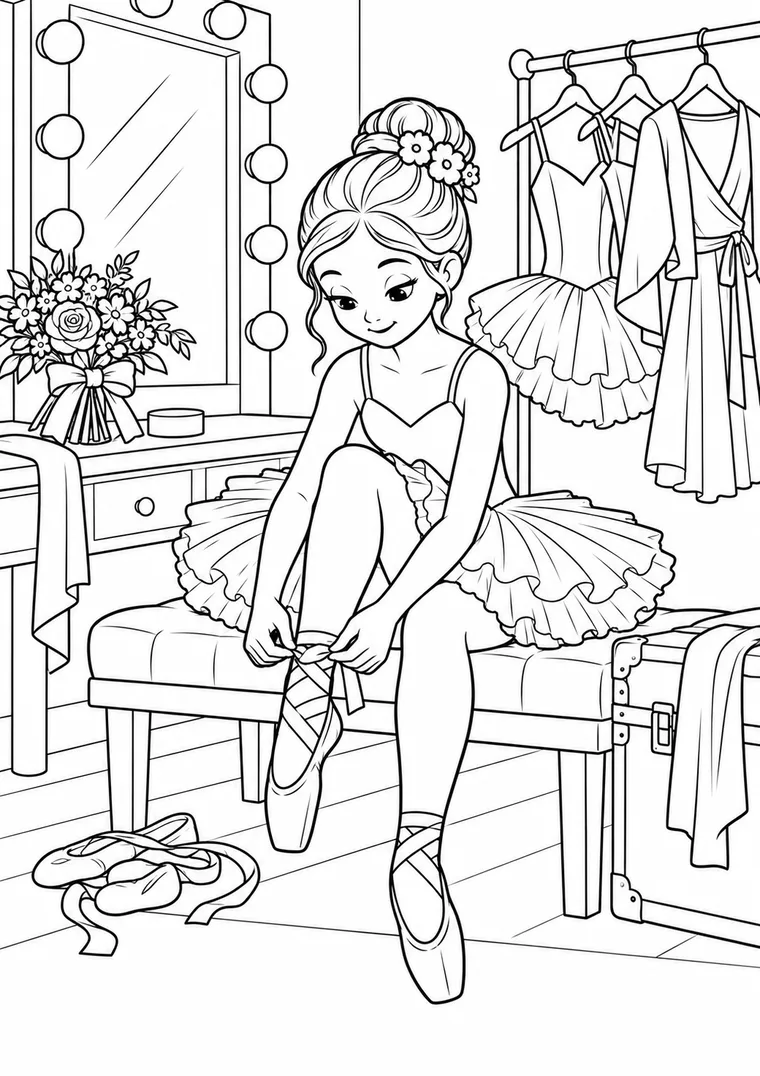 Ballerina hinter der Bühne