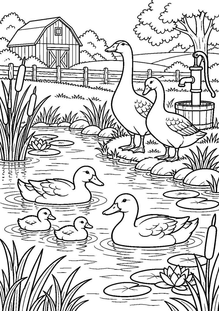 Enten und Gänse am Hofteich