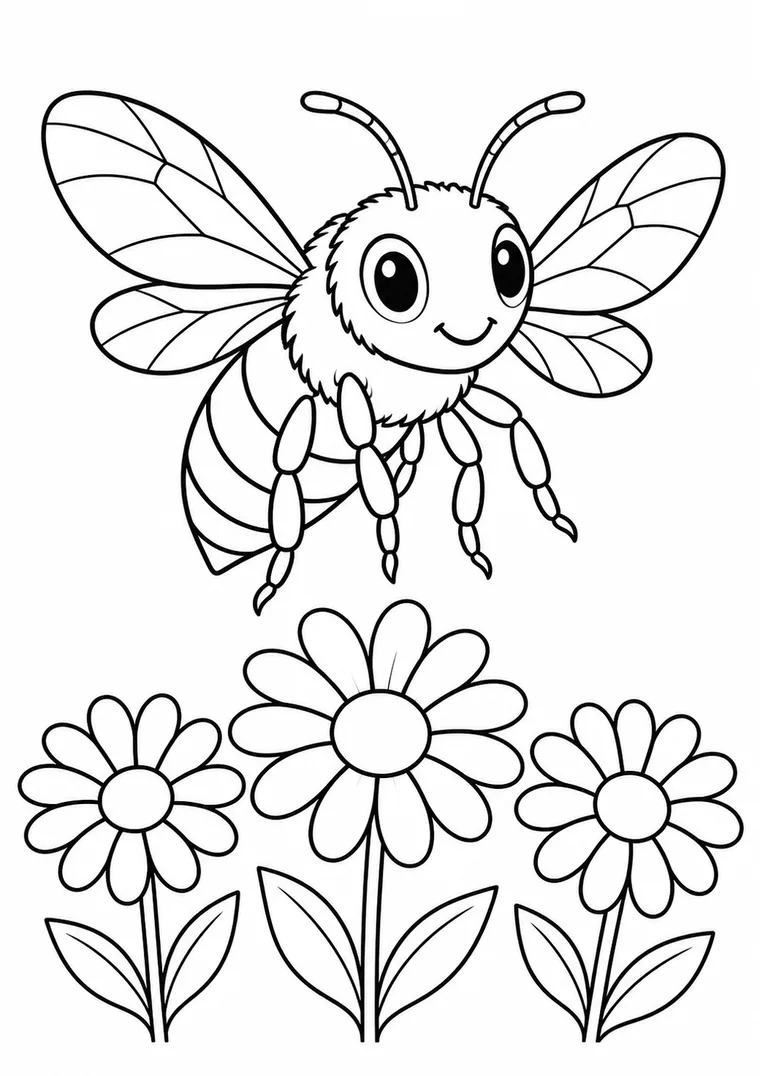 Biene über Gänseblümchen