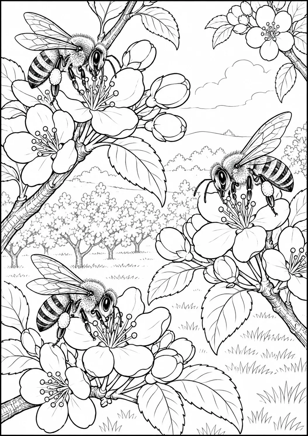 Bienen im Blütenobstgarten