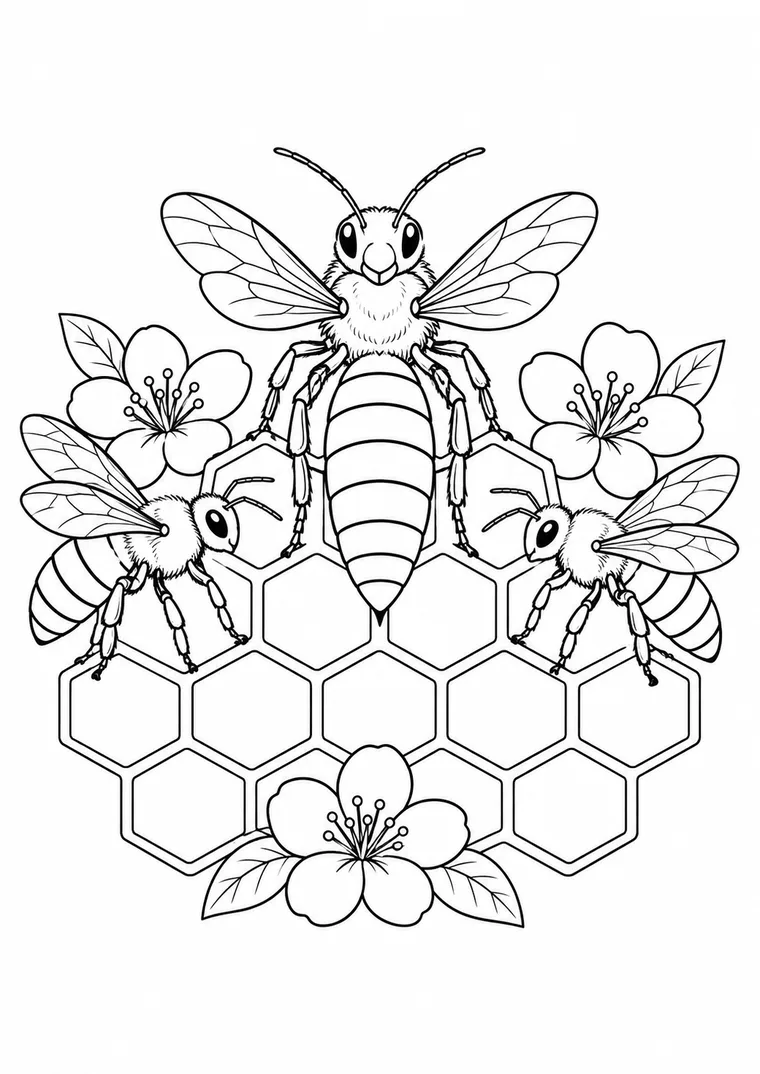 Bienenkönigin mit Arbeiterinnen