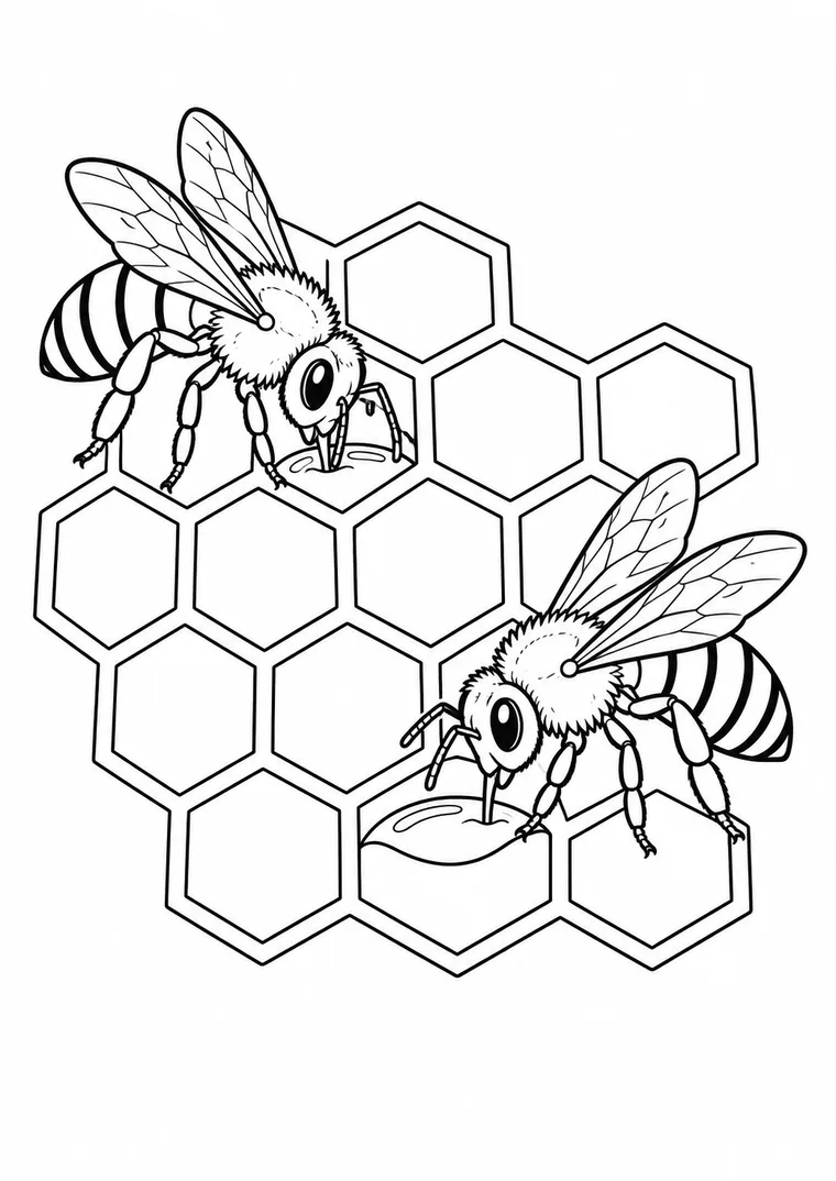 Zwei Bienen an der Honigwabe
