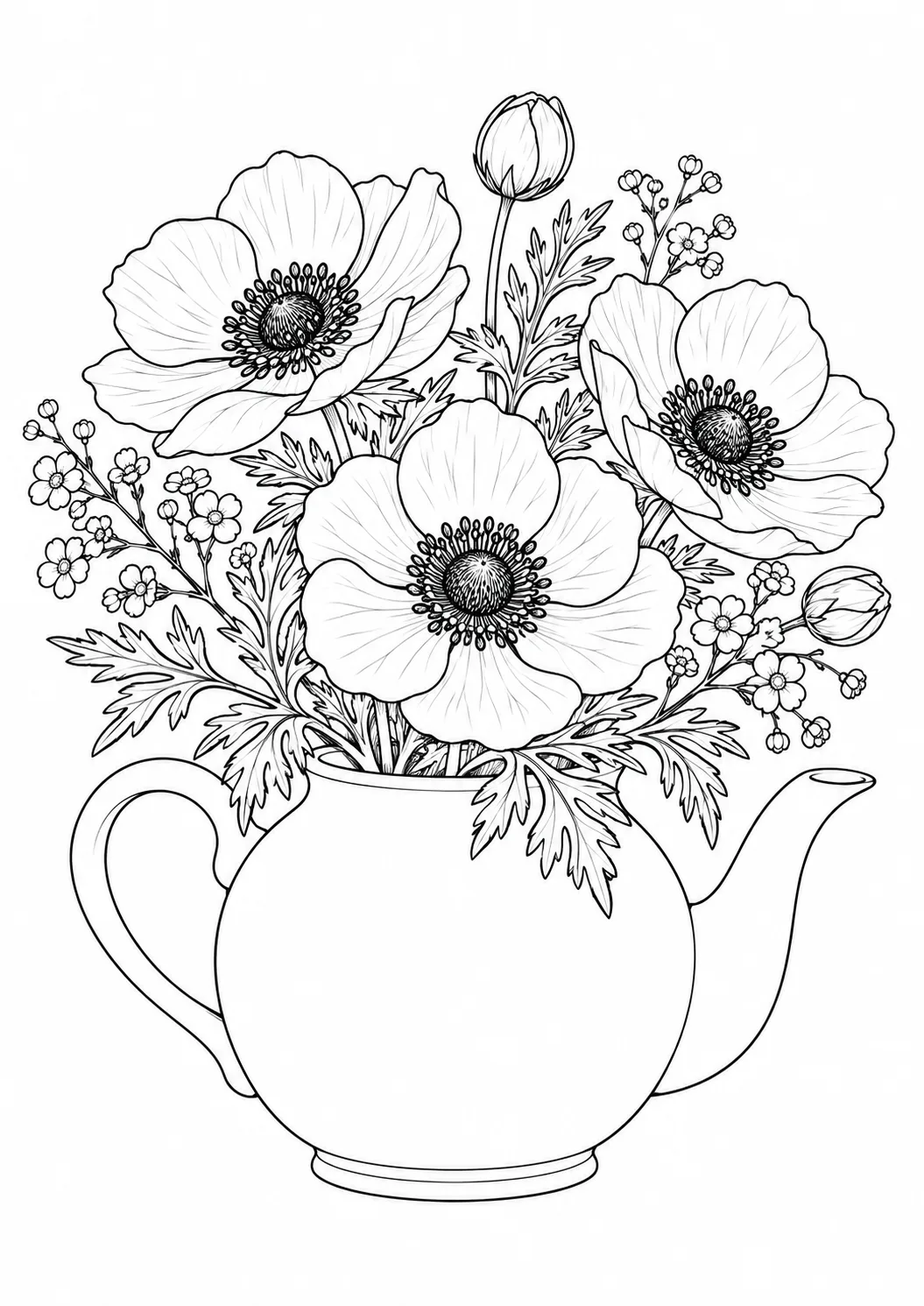 Anemonen in der Teekanne