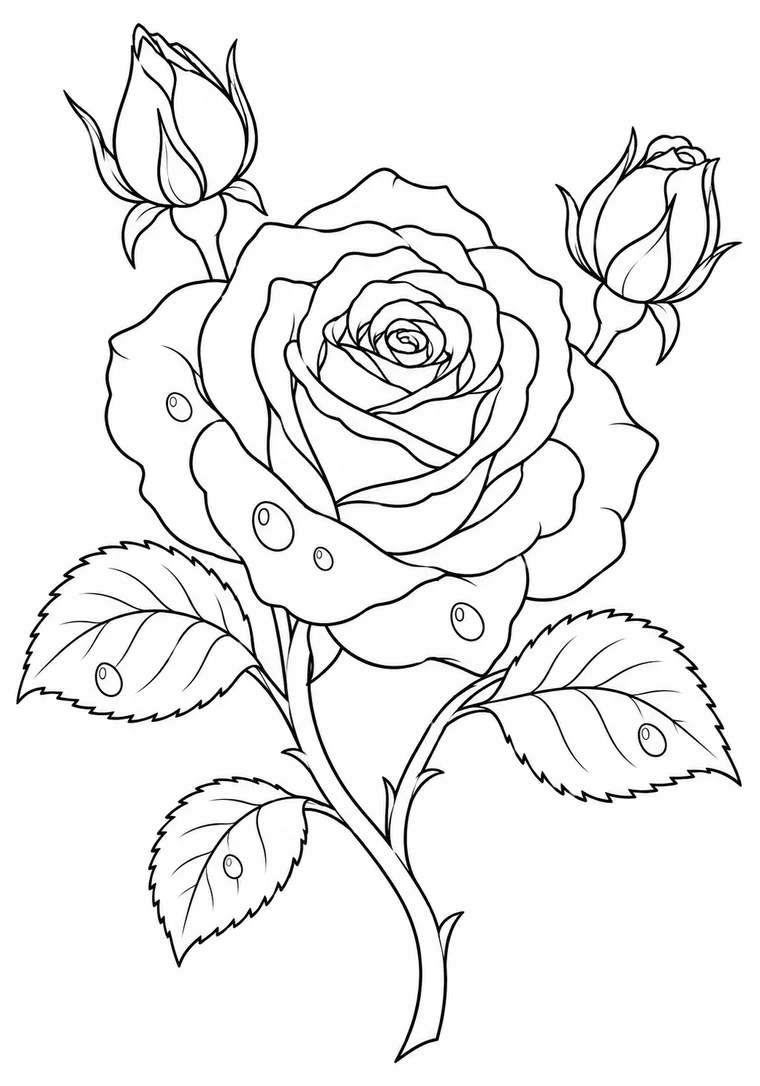 Große Rose mit Knospen