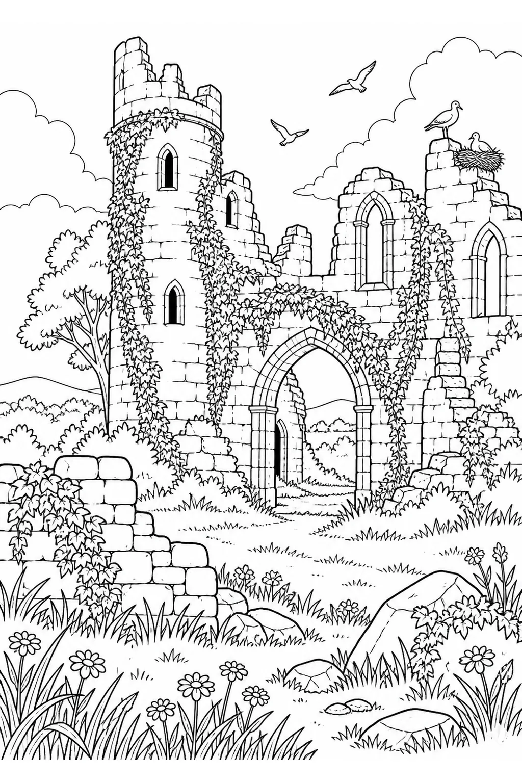 Burgruine mit Efeu