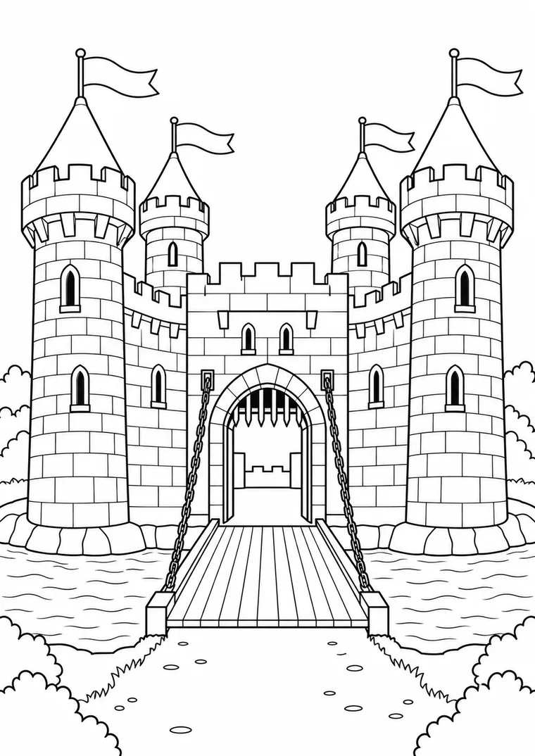 Große Burg mit Zugbrücke