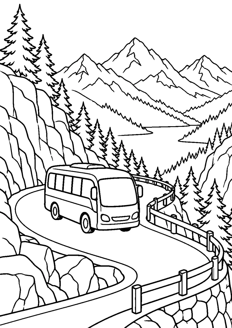 Bergbus auf dem Alpenpass