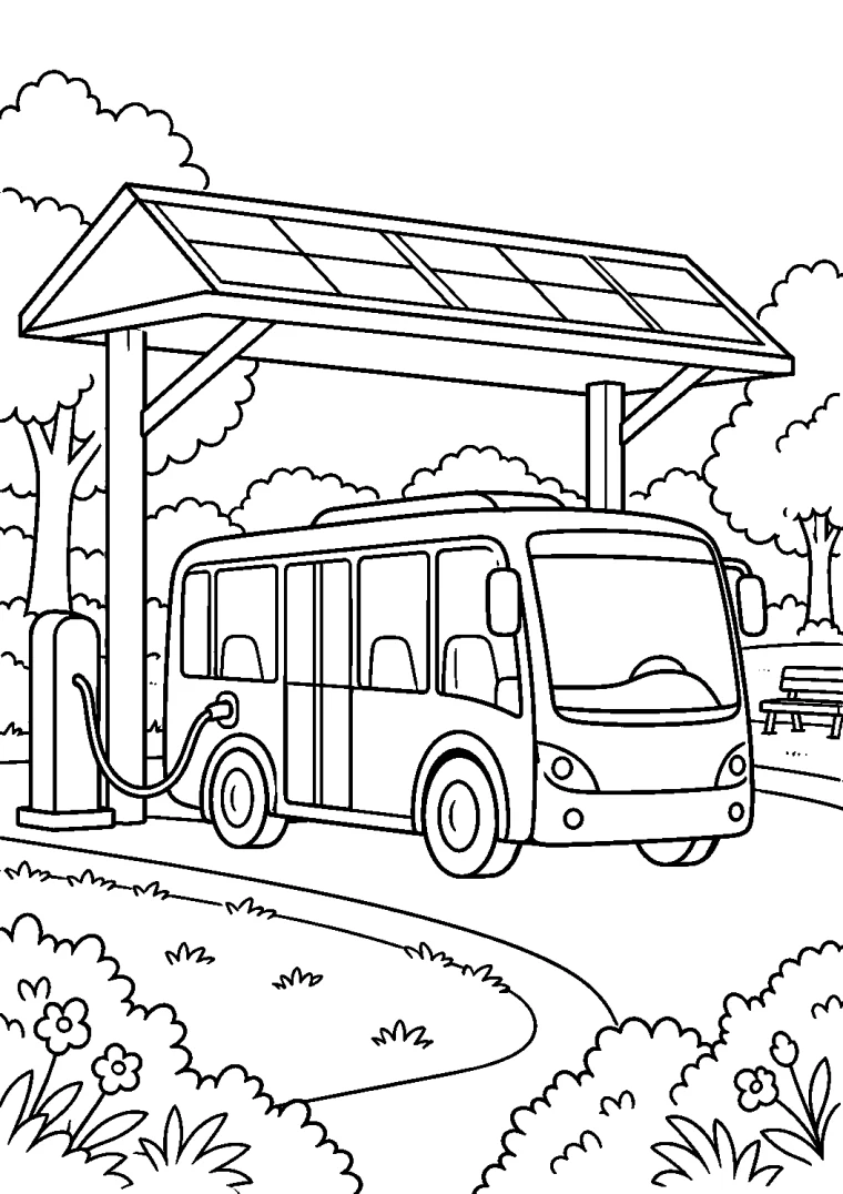 Elektrobus an der Solarladestation