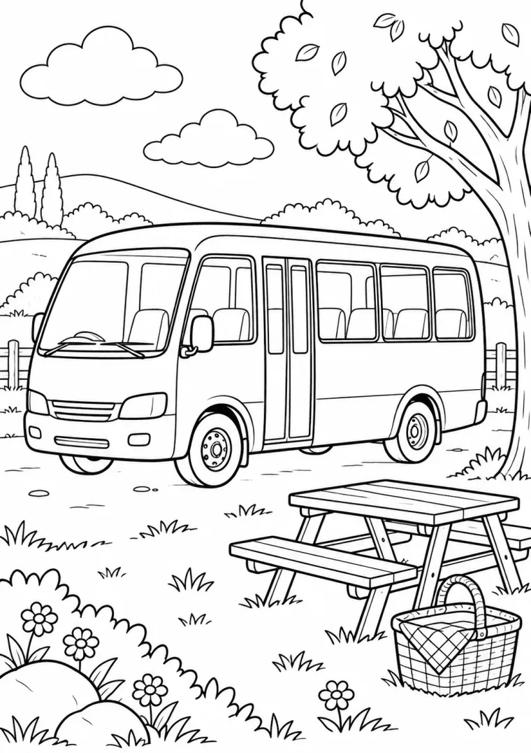 Kleinbus am Picknickplatz