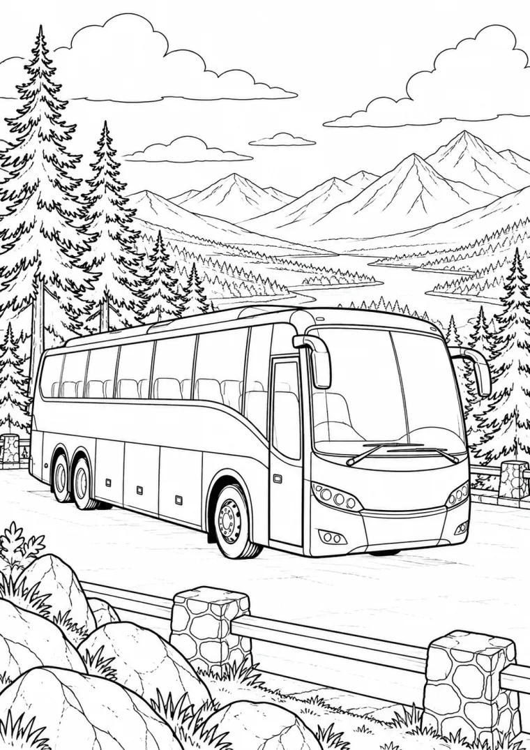 Reisebus in den Bergen