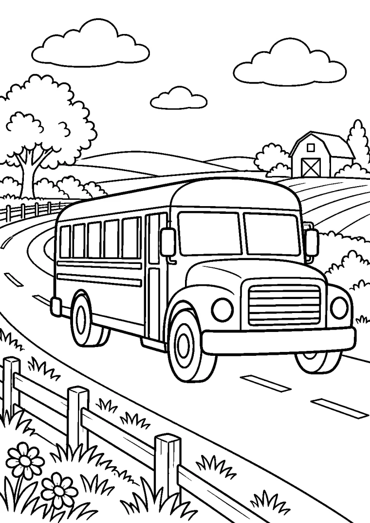 Schulbus auf der Landstraße