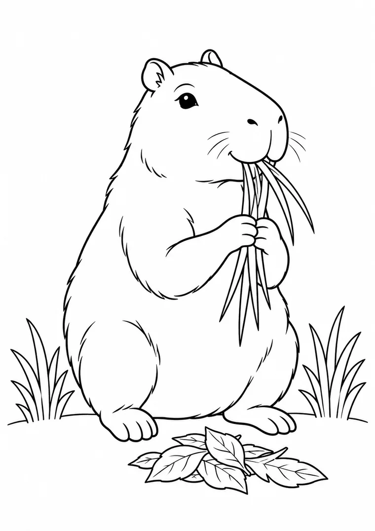 Capybara frisst Gras