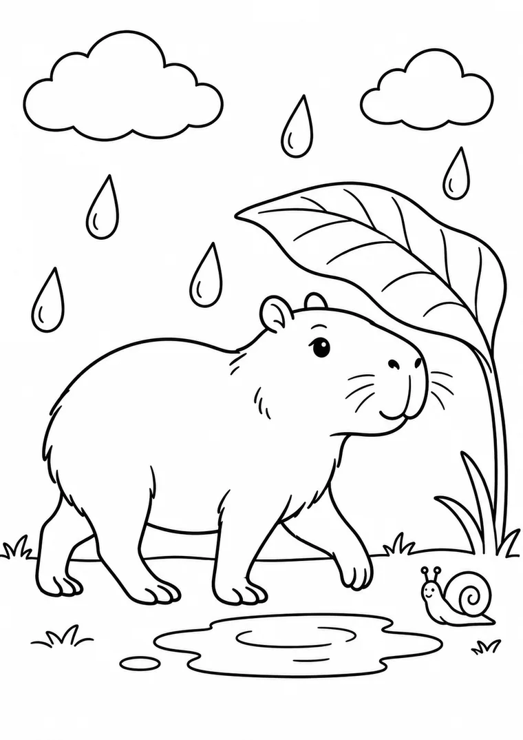 Capybara im Regen