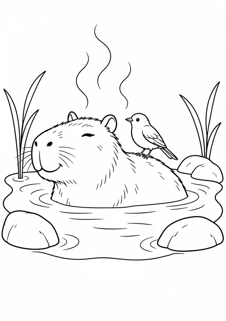 Capybara im warmen Wasser