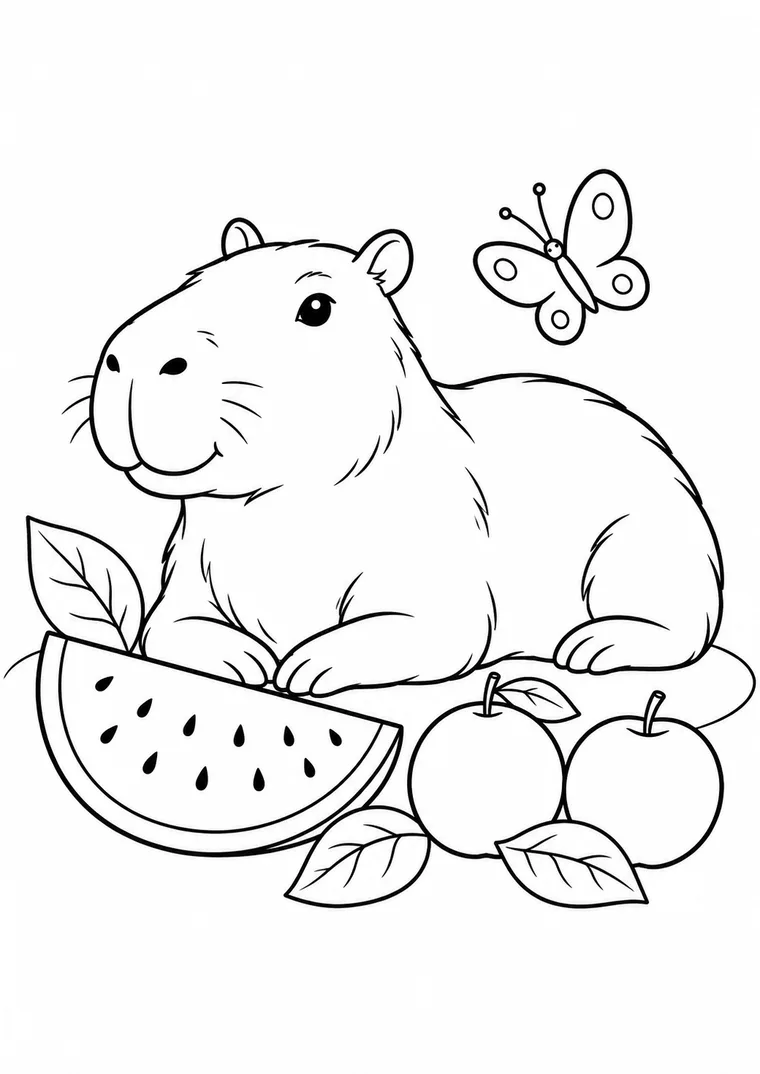 Capybara mit Wassermelone