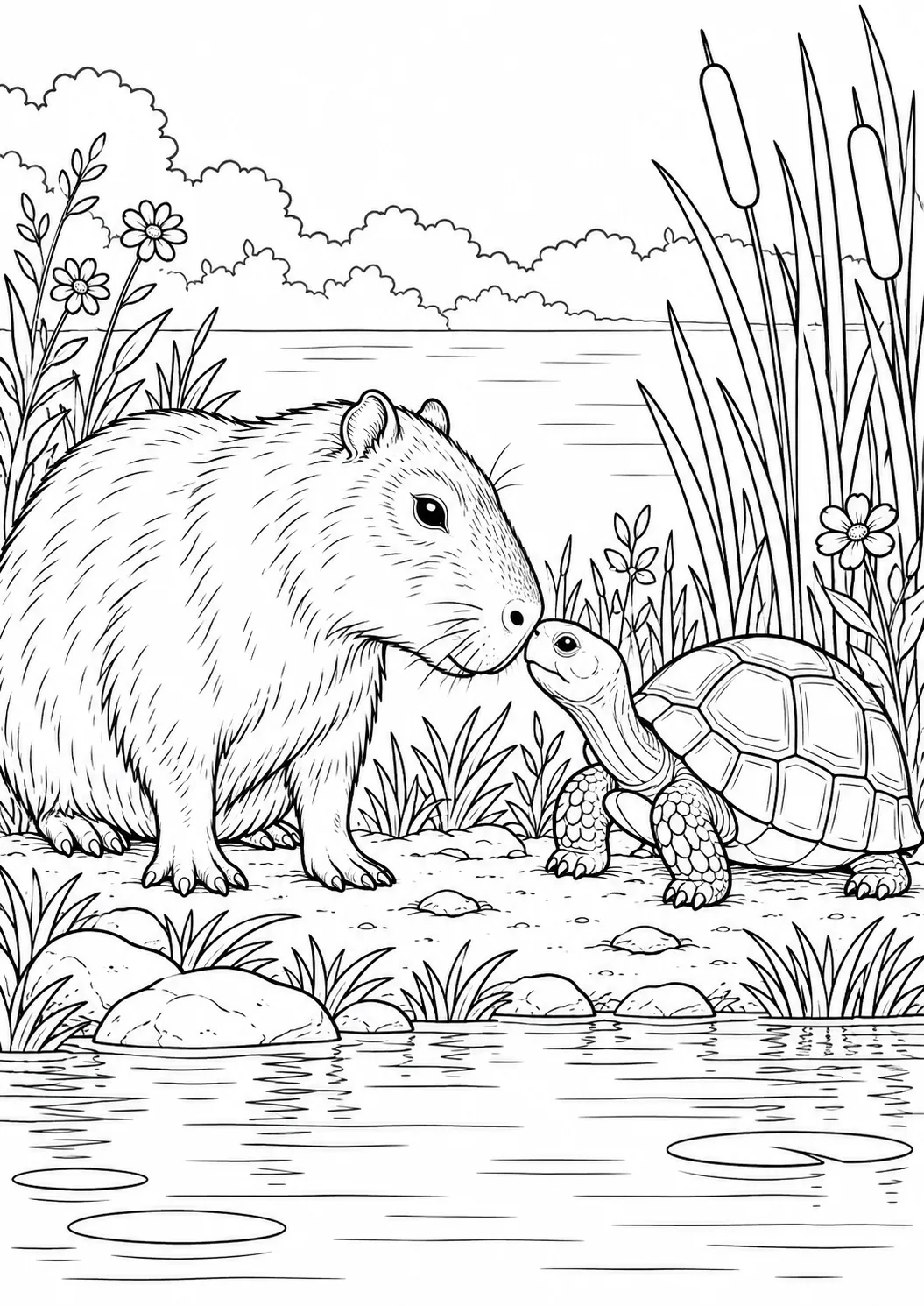 Capybara trifft Landschildkröte