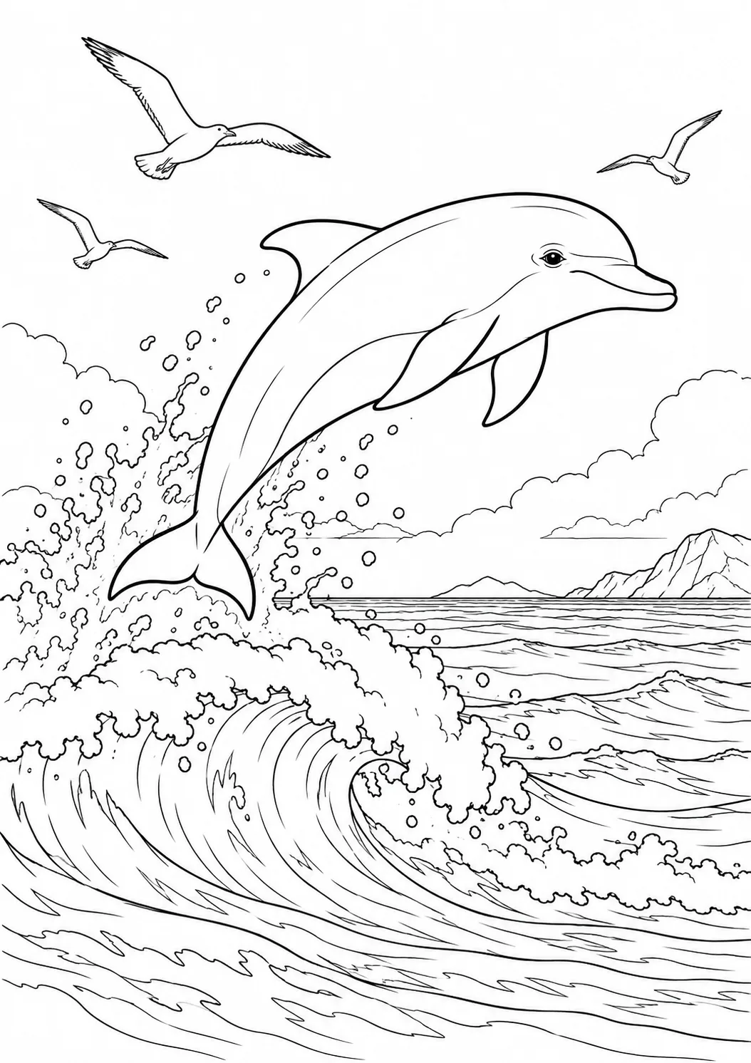 Delfin springt durch die Welle