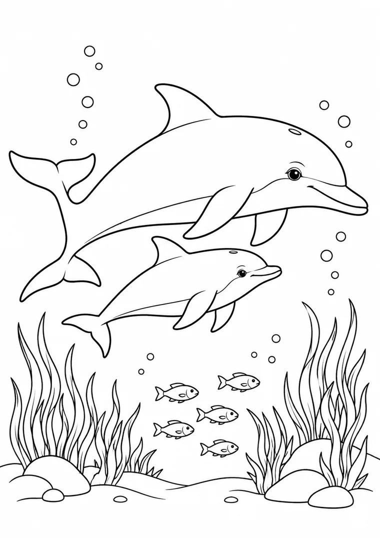 Delfinmutter mit Kalb