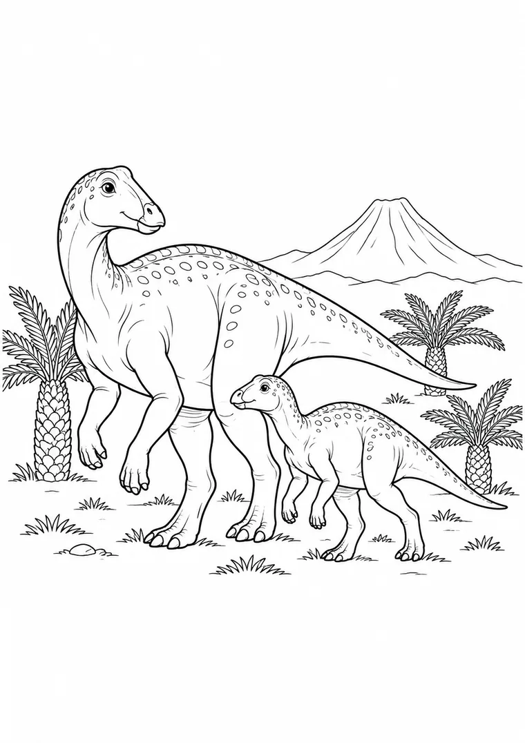 Maiasaura mit Jungtier