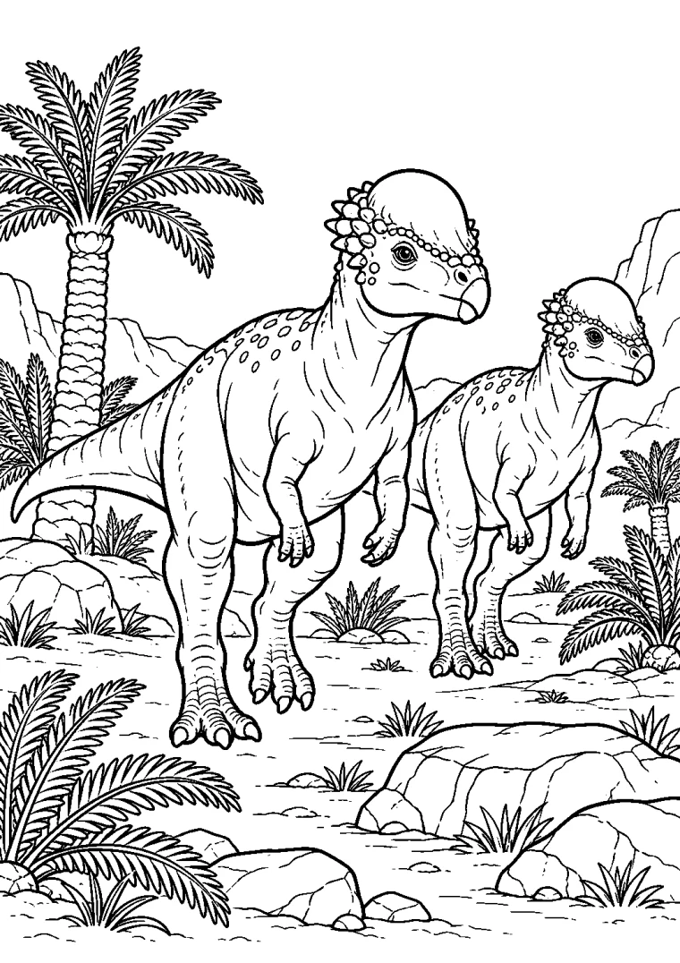Zwei Pachycephalosaurier