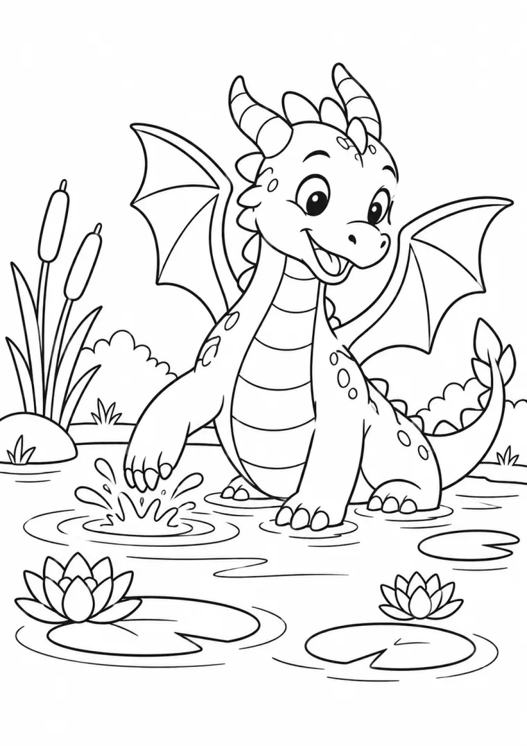Wasserdrache am Teich