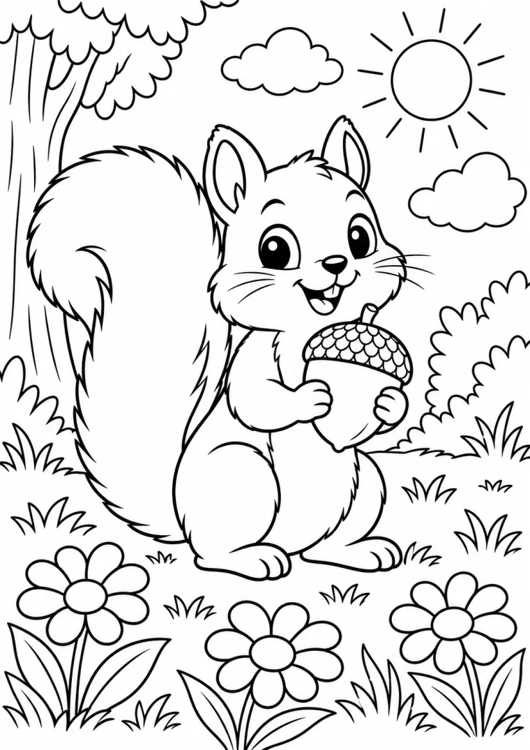 Eichhörnchen mit Eichel