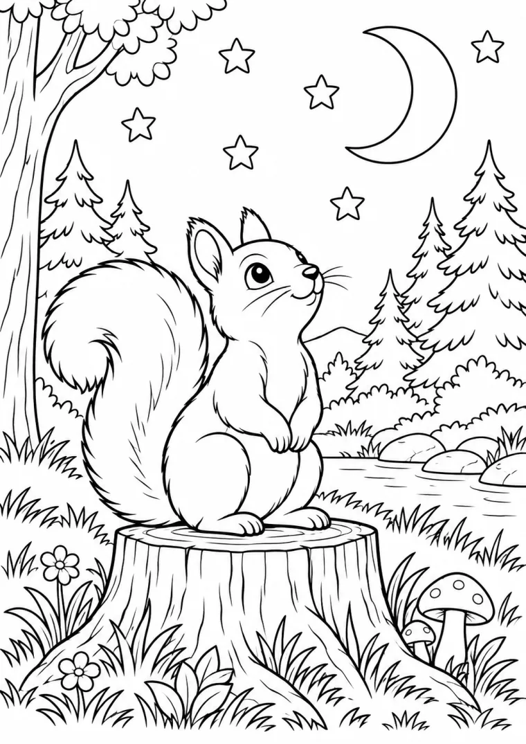 Eichhörnchen unter dem Sternenhimmel