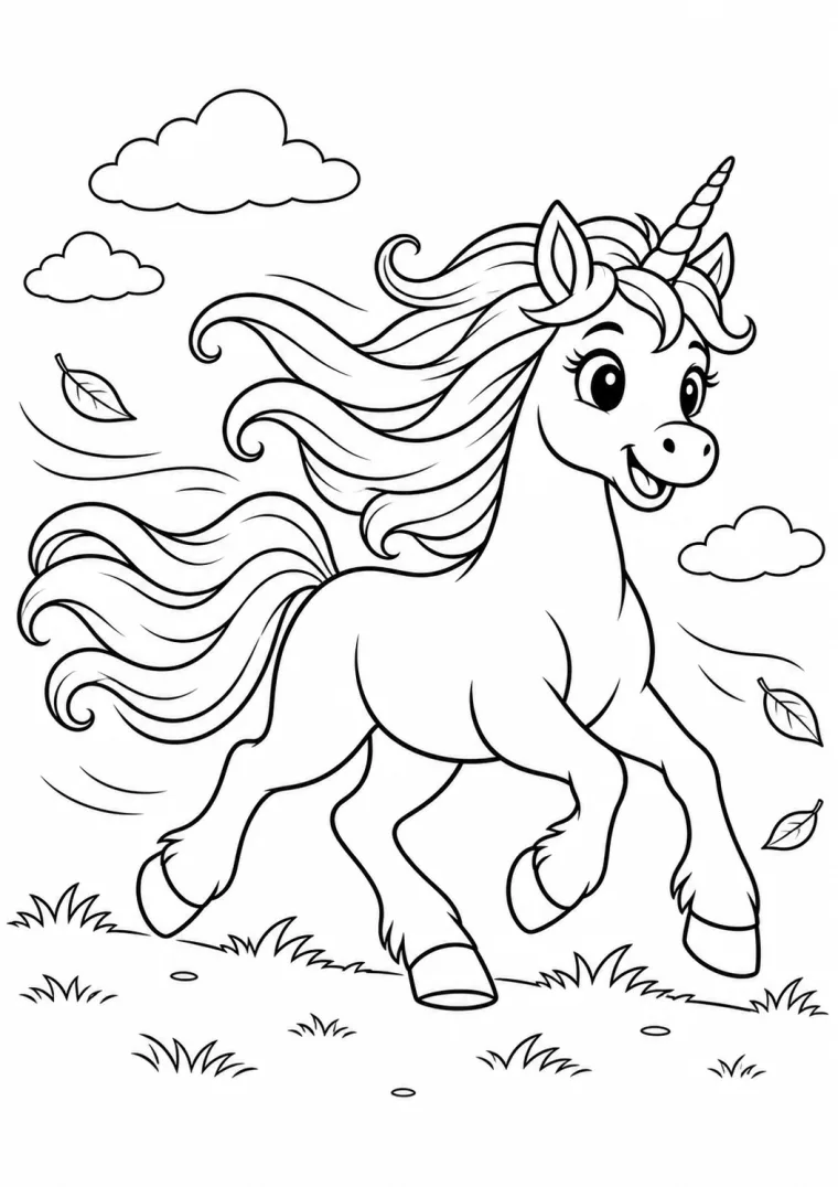 Einhorn mit flatternder Mähne