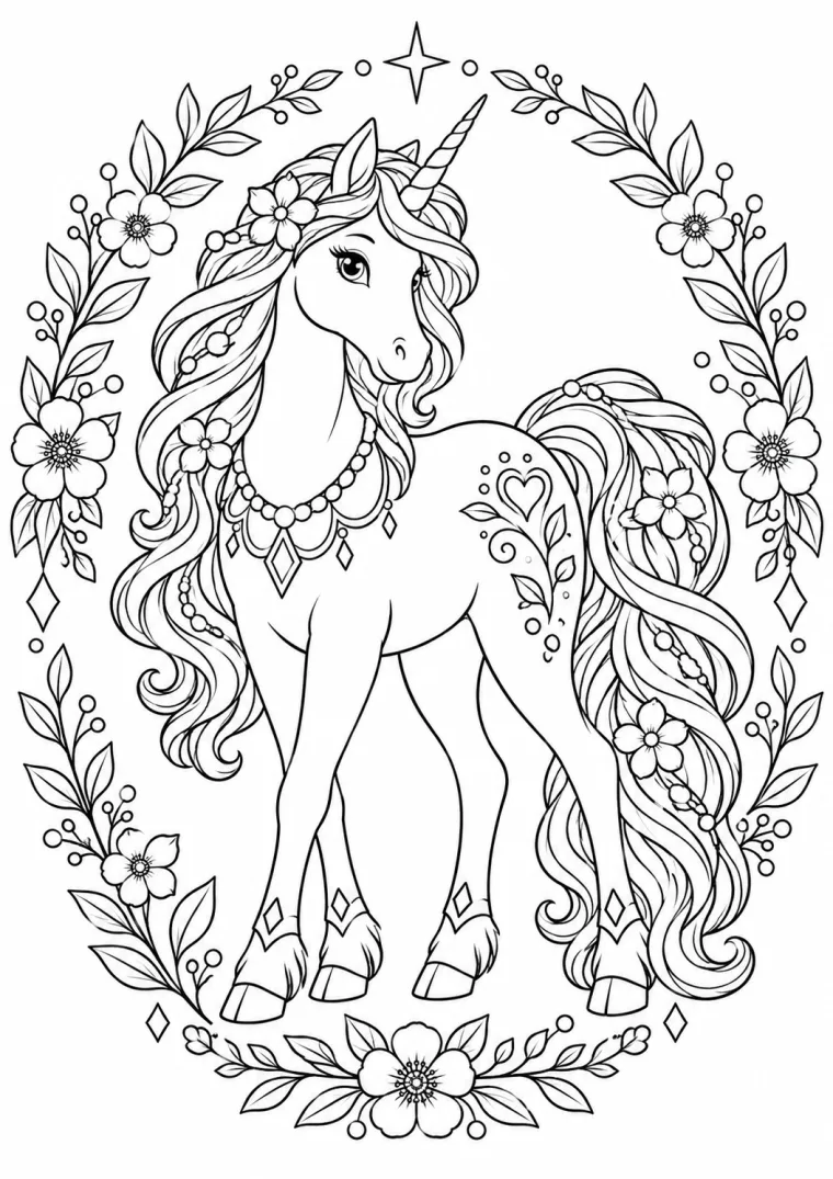 Einhorn mit feinen Ornamenten