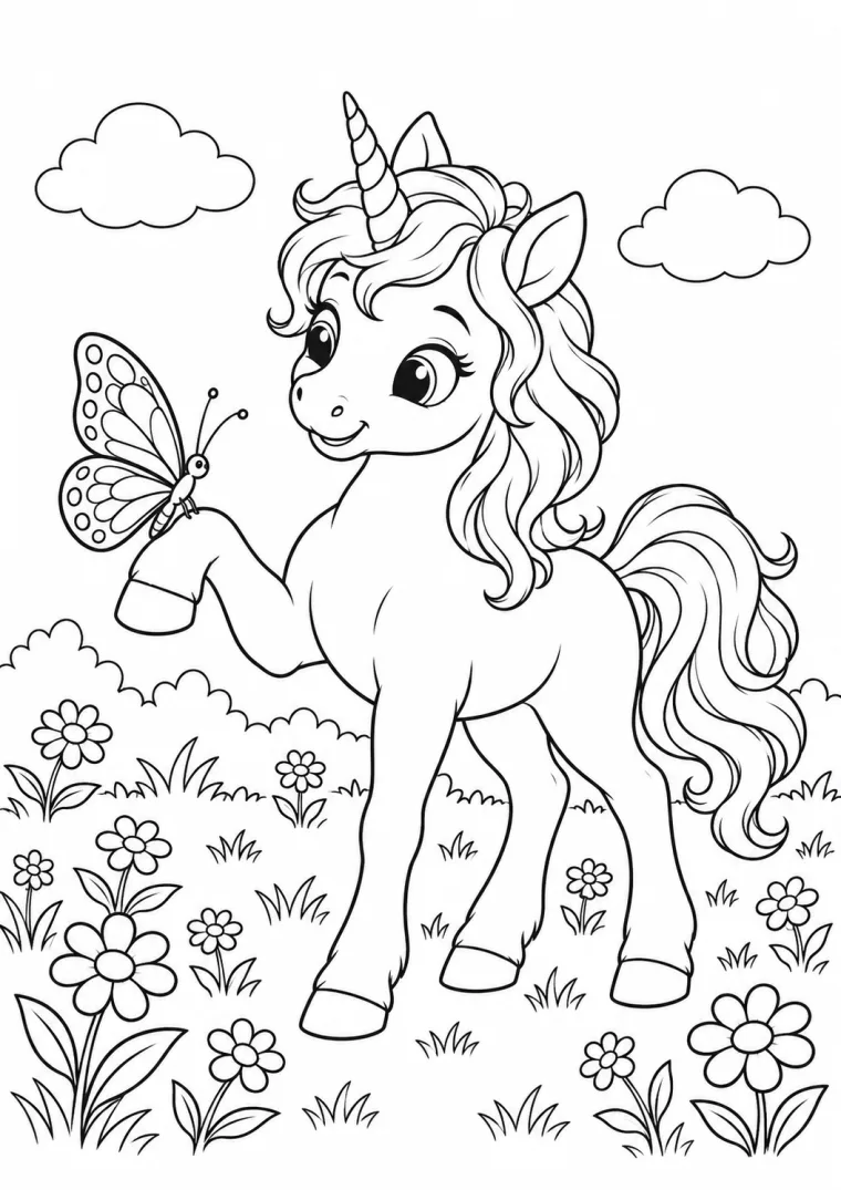 Einhorn mit Schmetterling