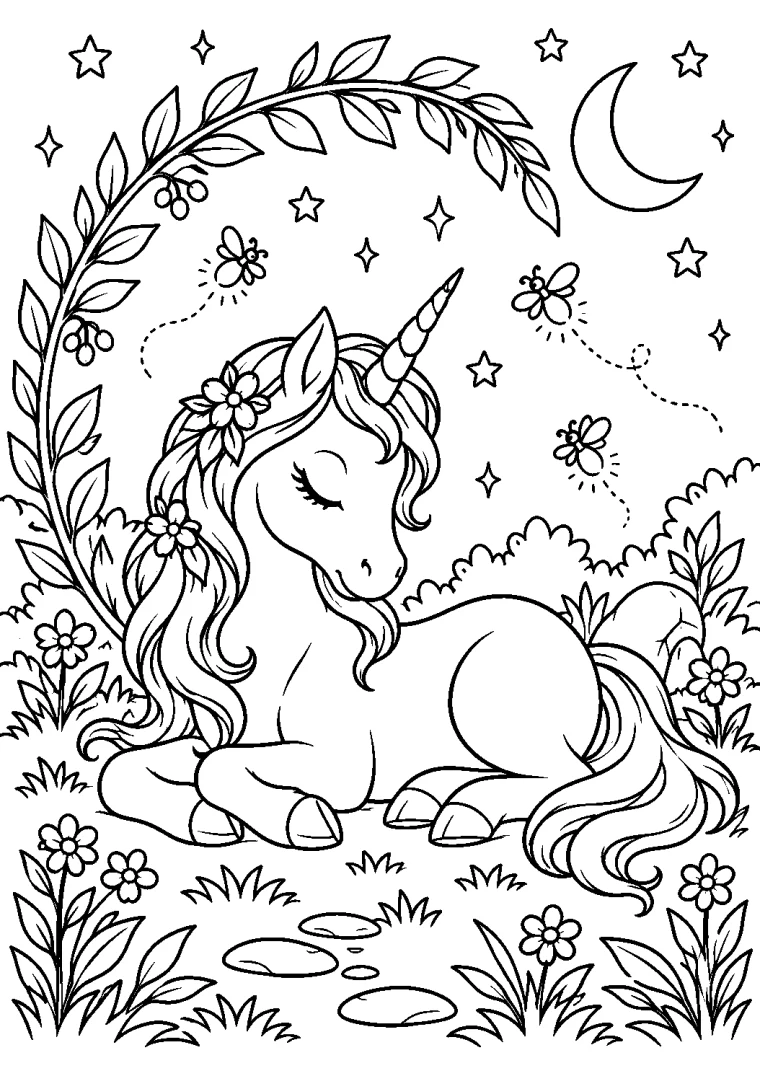 Einhorn unter einem Blätterbogen