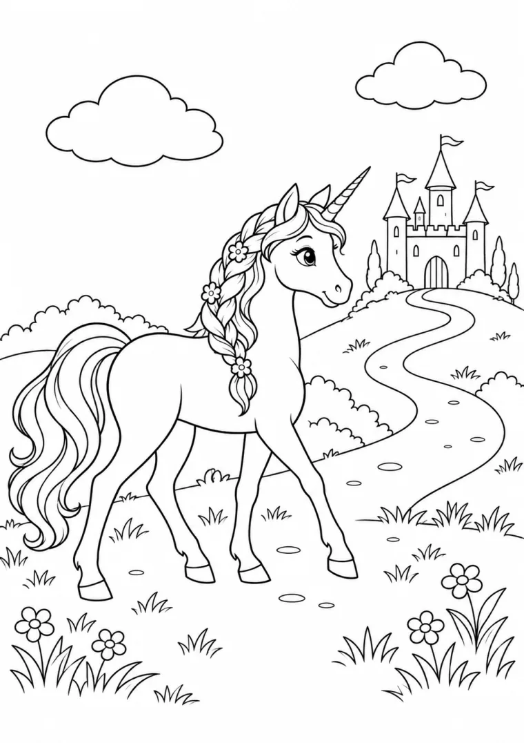 Einhorn vor dem Märchenschloss