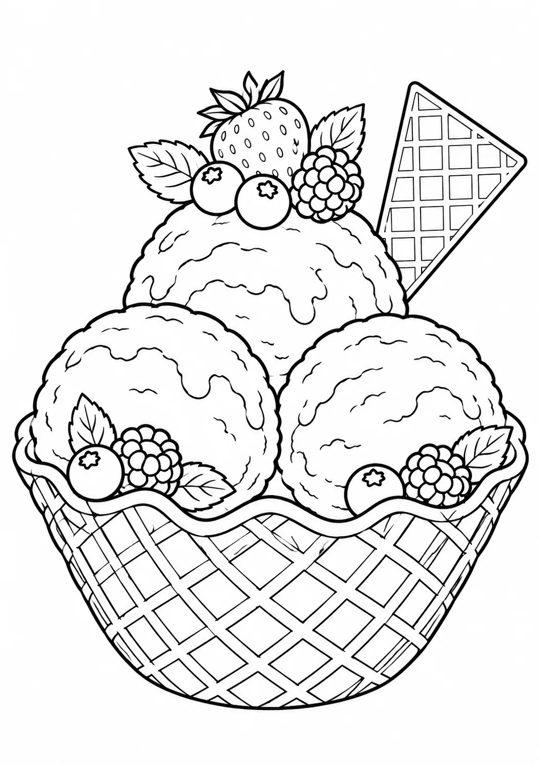 Drei Kugeln im Waffelbecher