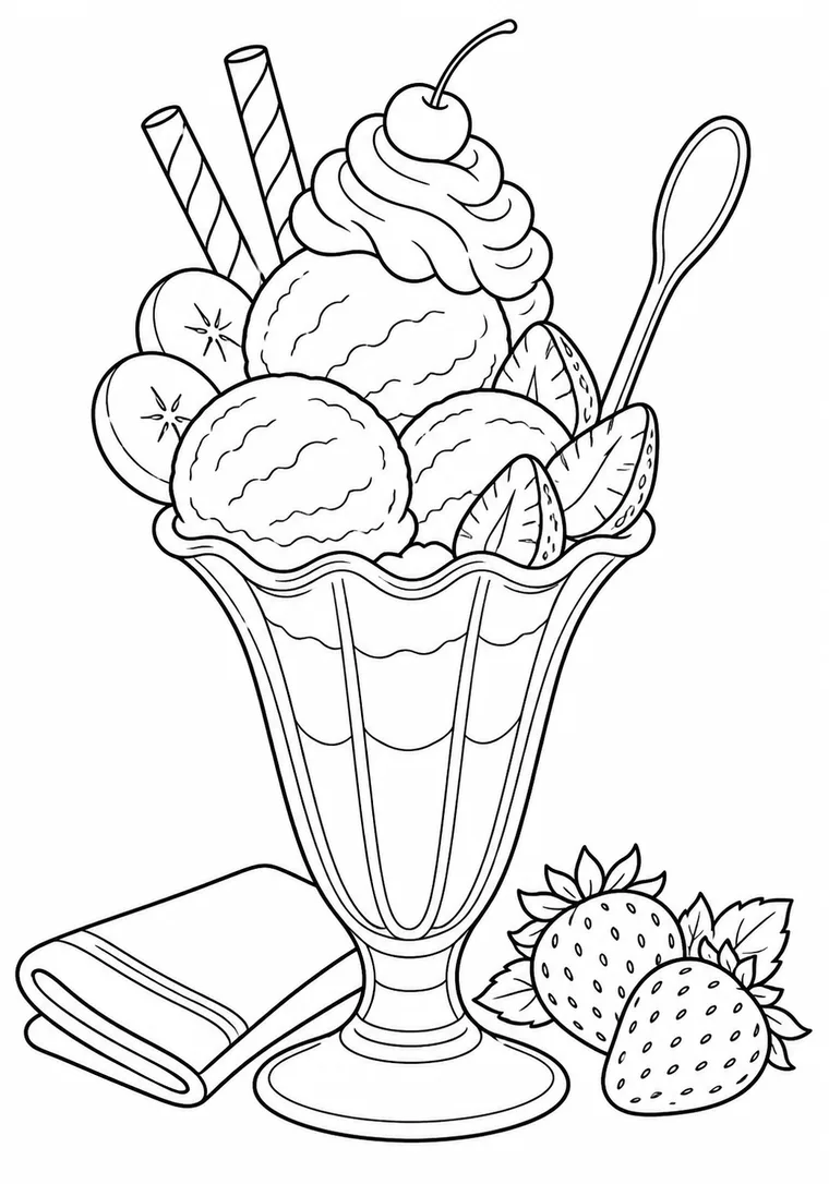 Eisbecher mit Früchten