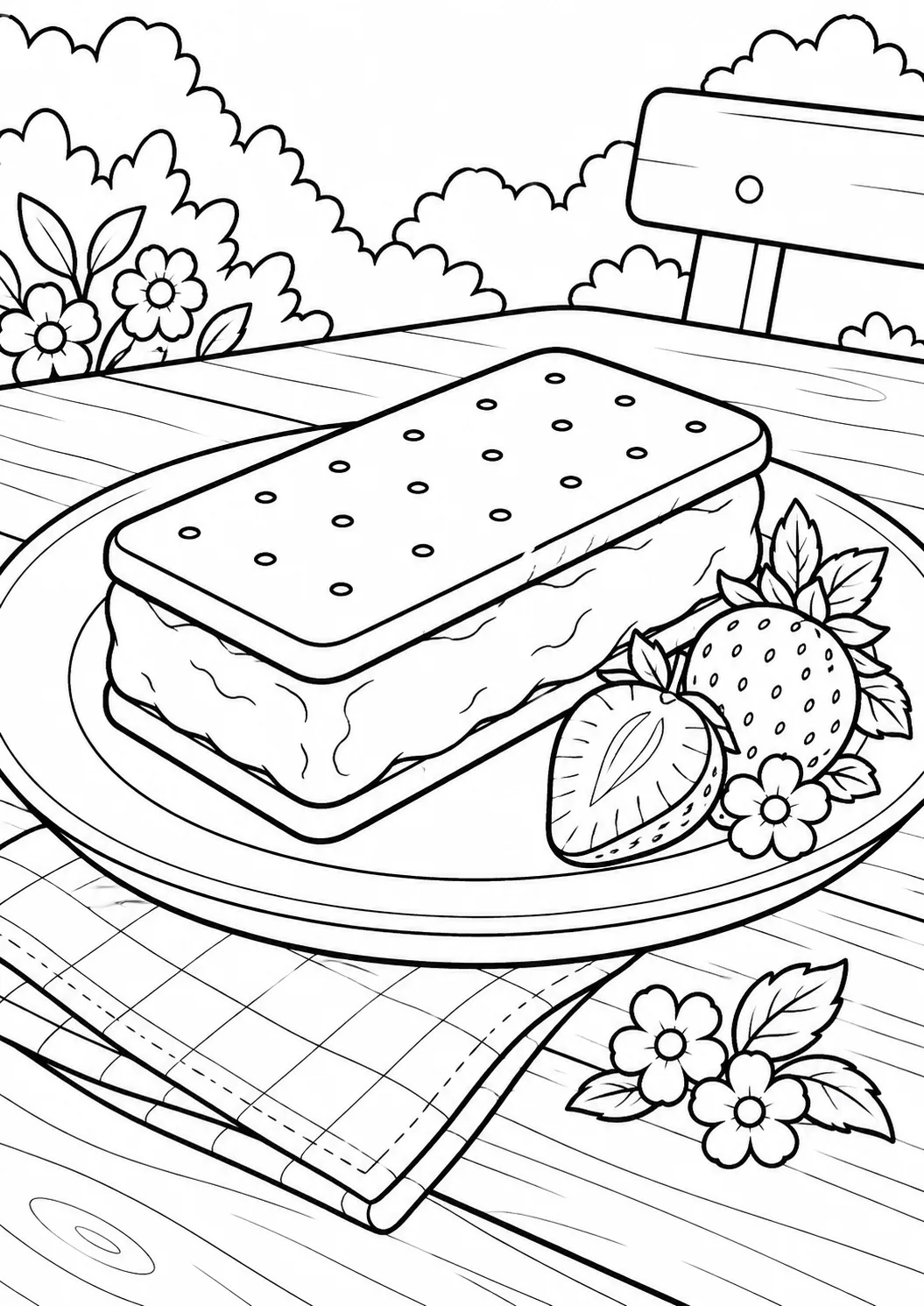Eiscreme-Sandwich mit Erdbeeren