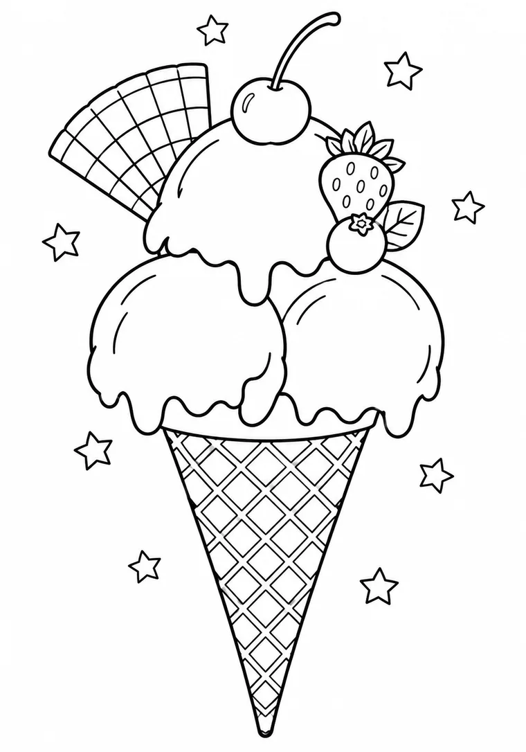 Eiswaffel mit drei Kugeln