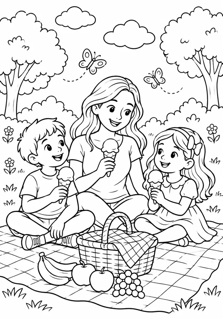 Familienpicknick mit Eis