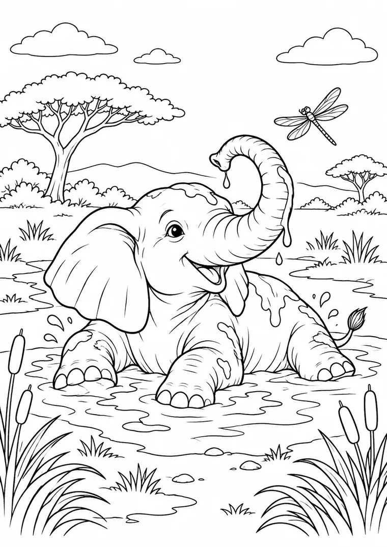 Elefant im Schlammbad