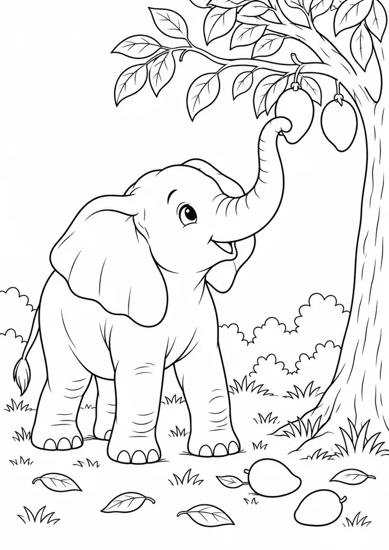 Elefant pflückt eine Frucht