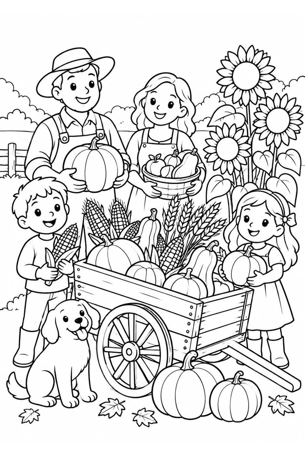 Erntewagen im Sonnenblumenfeld