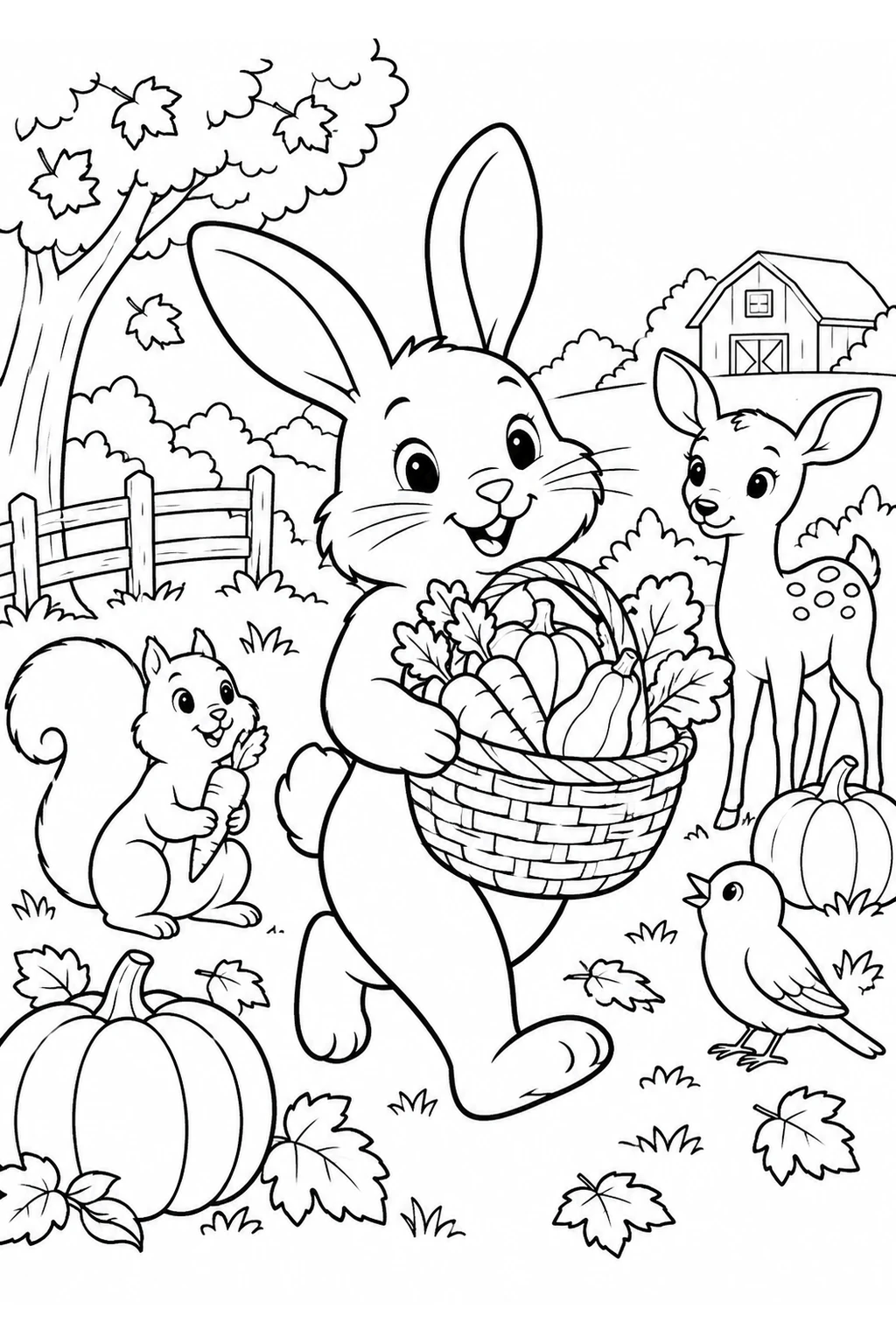 Hase mit Gemüsekorb