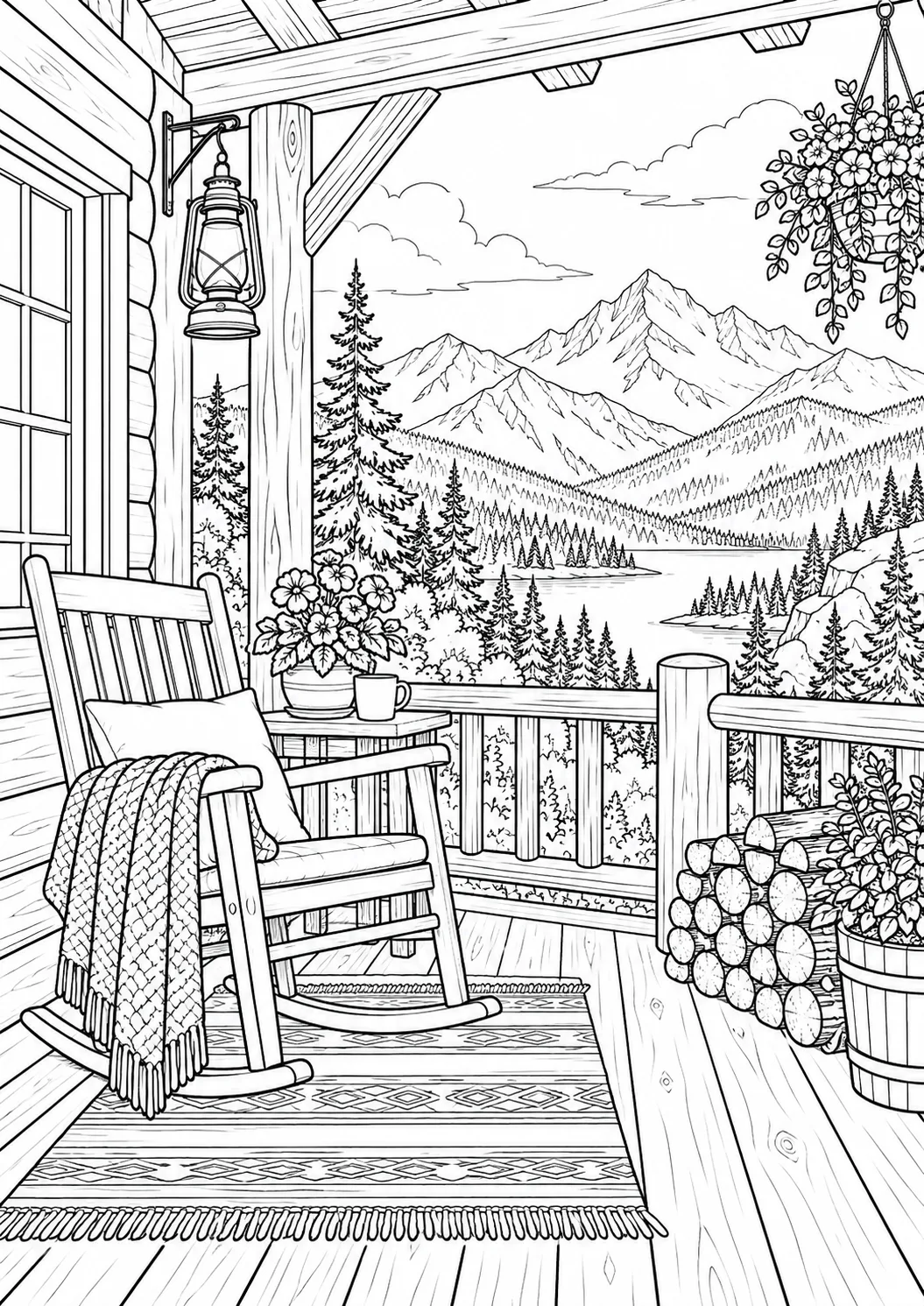 Veranda einer Berghütte