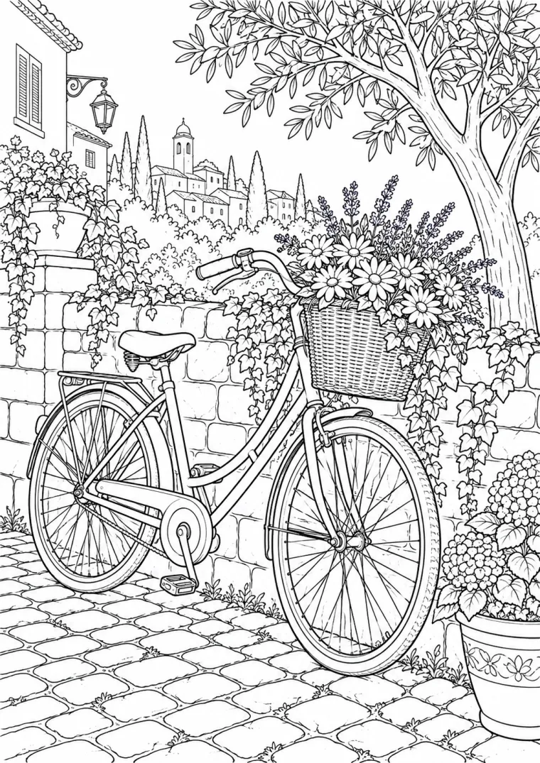 Fahrrad mit Blumenkorb