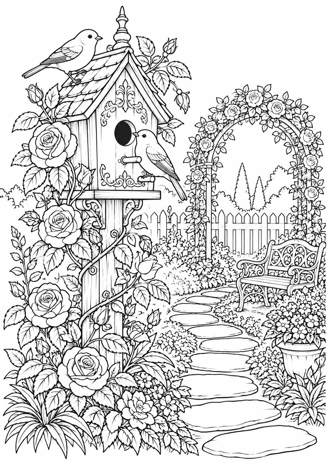 Vogelhaus im Rosengarten