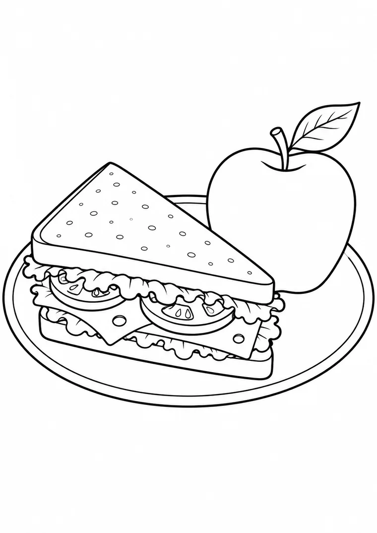Sandwich und Apfel