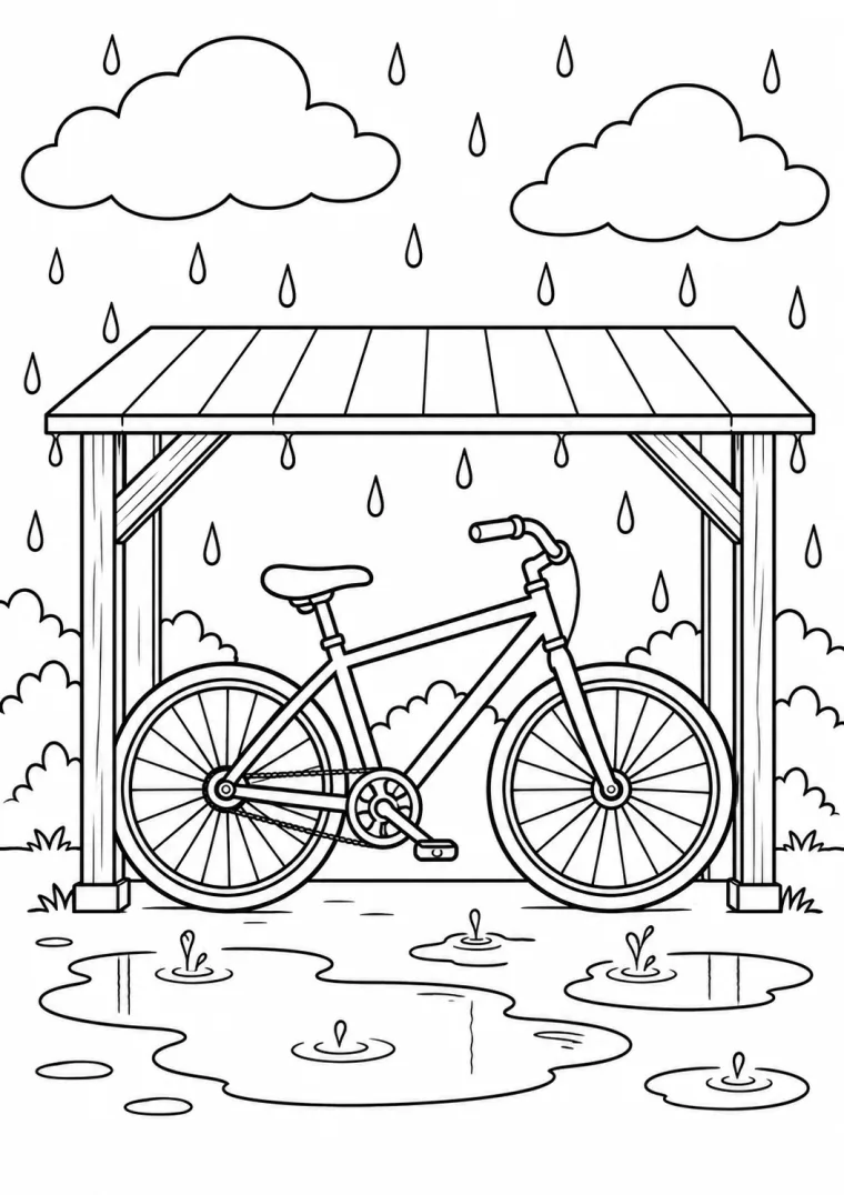 Fahrrad im Sommerregen