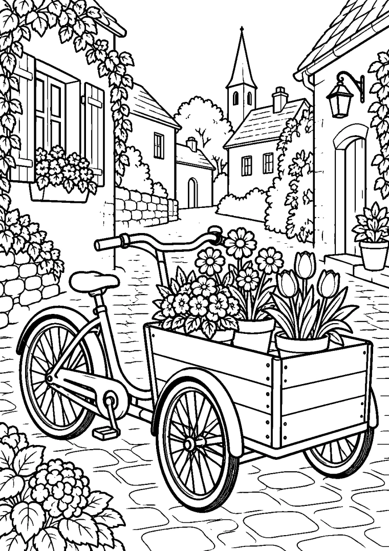 Lastenrad mit Topfblumen