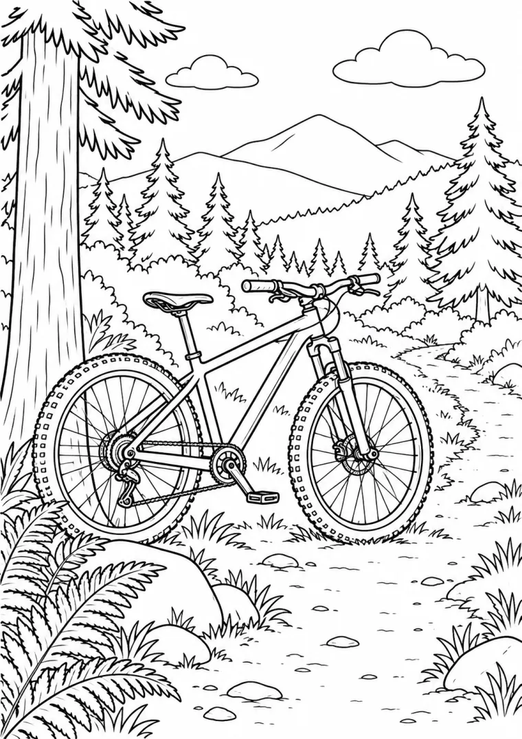 Mountainbike am Waldweg
