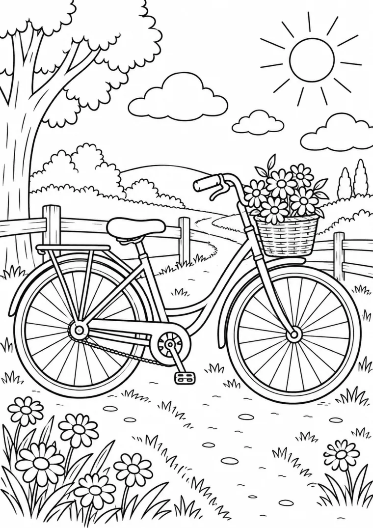 Stadtfahrrad mit Blumenkorb